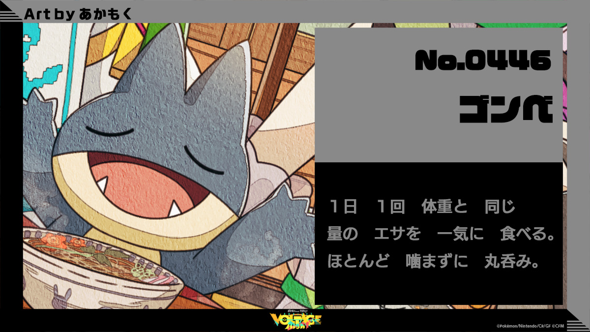 No.446 ゴンベ：1日1回体重と同じ量のエサを一気に食べる。ほとんど噛まずに丸呑み。